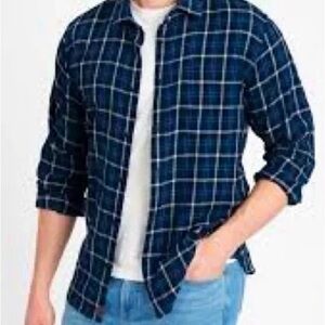 Banana Republic Navy Plaid Casual Shirt